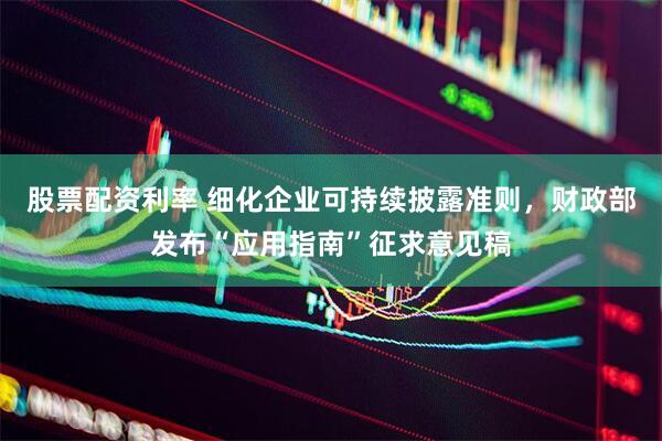 股票配资利率 细化企业可持续披露准则，财政部发布“应用指南”征求意见稿